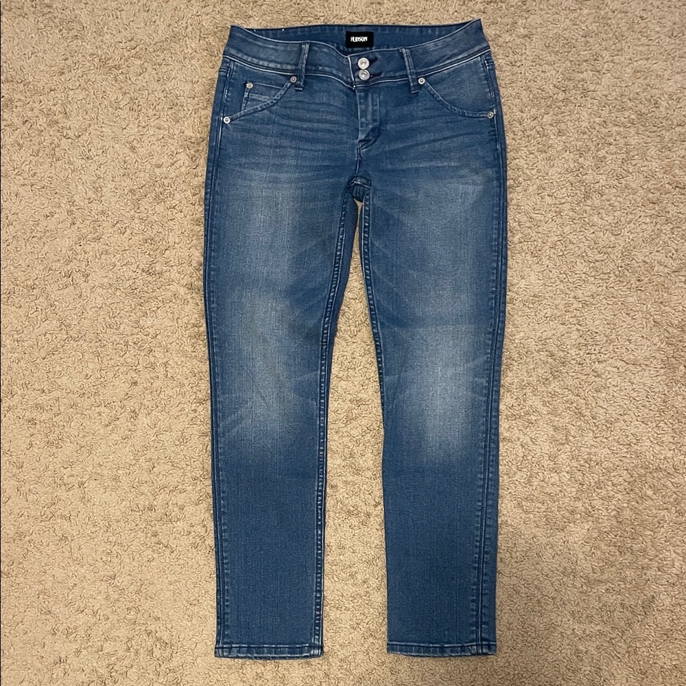 Hudson Collin Flap Skinny Crop Jeans Mid -Rise Medium Wash Stretch Denim 26 NWT